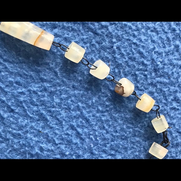 Vintage Moss Agate 3 Line Stone Beads Necklace - Picture 6 of 8